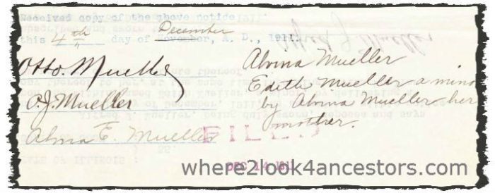 1911 Mueller, Jacob Koebe Probate Record 